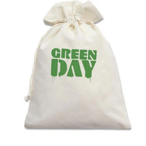 Подарочный мешочек, Белый, Green day (paint)