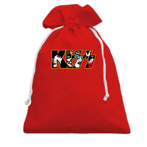 Подарунковий мішечок, Червоний, KISS обличчя