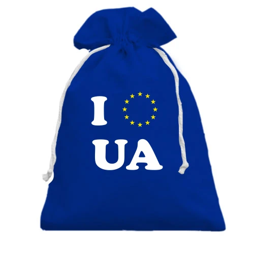 Подарочный мешочек, голубой, Люблю Европейскую Украину