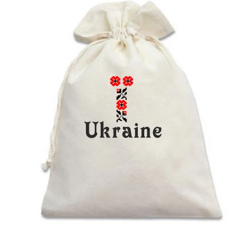 Подарочный мешочек, Белый, Вышиванка Ukraine