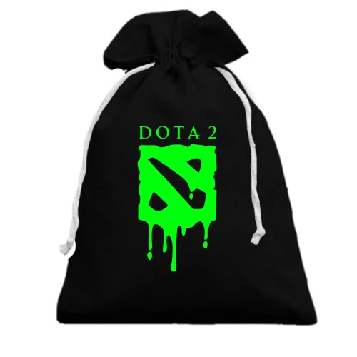 Подарочный мешочек, Черный, кислотный лого DOTA 2