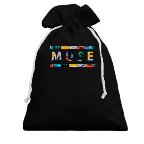 Подарочный мешочек, Черный, Muse (коллаж)