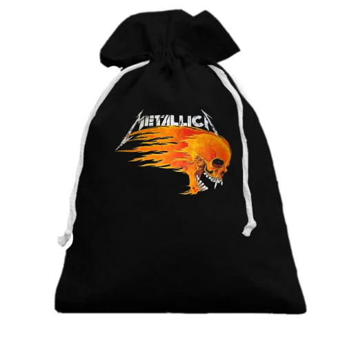 Подарочный мешочек, Черный, Metallica (с огненным черепом)