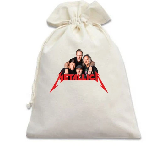 Подарочный мешочек, Белый, Metallica с фото участников группы