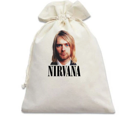 Подарочный мешочек, Голубой, с Курт Кобейном (Nirvana)