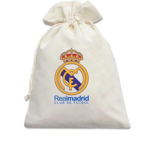 Подарунковий мішечок, Білий, з кольоровою емблемою Real Madrid
