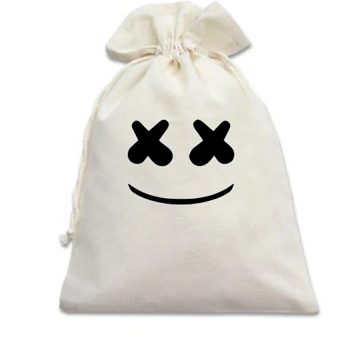 Подарунковий мішечок, Білий, з обличчям Marshmello