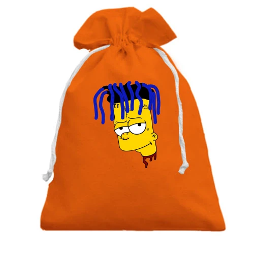 Подарочный мешочек, Красный, с Бартом Симпсоном в образе Lil Pump (2)