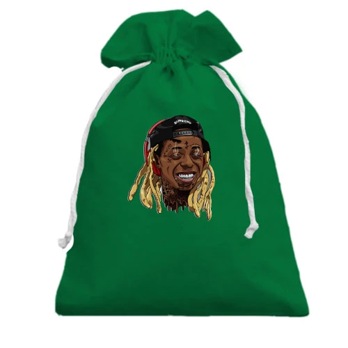 Подарочный мешочек, Зеленый, с улыбающимся Lil Wayne