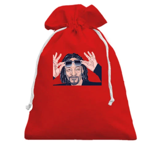 Подарунковий мішечок, Червоний, зі Snoop Dogg з окулярами