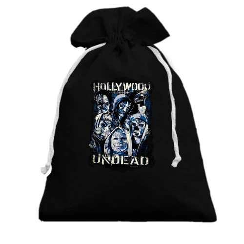 Подарочный мешочек, черный, с Hollywood Undead (арт)