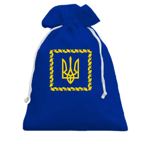 Подарунковий мішечок, блакитний, з гербом Президента України