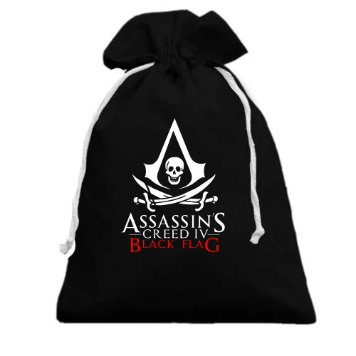 Подарочный мешочек, Черный, с лого Assassin’s Creed IV Black Flag