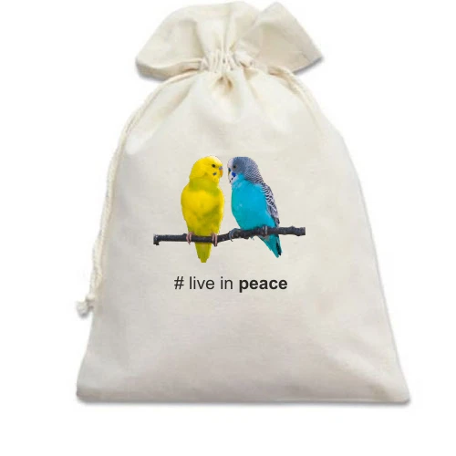 Подарунковий мішечок, білий, Live in peace