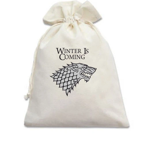 Подарочный мешочек, белый, winter is coming