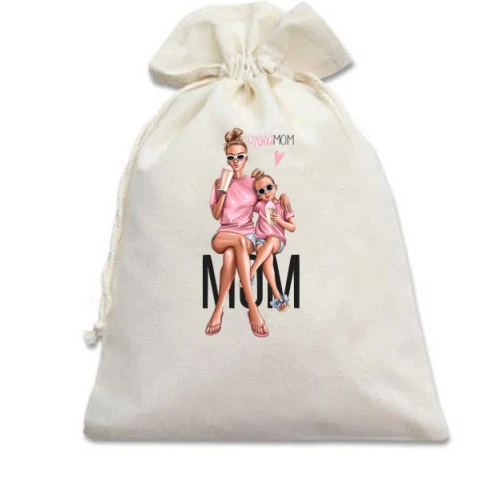 Подарочный мешочек, белый, #GirlMOM