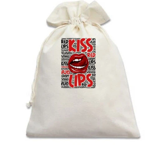 Подарочный мешочек Kiss red lips