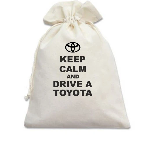 Подарочный мешочек, белый, Keep calm and drive a Toyota