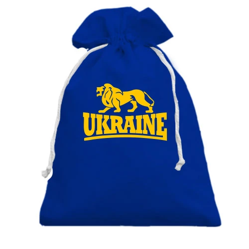 Подарочный мешочек, Голубой, с надписью "Ukraine"