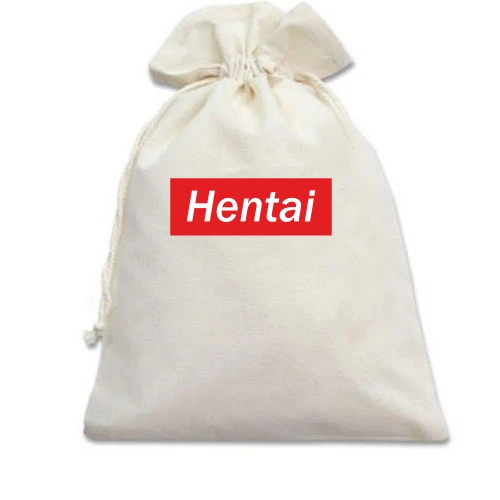 Подарунковий мішечок, Білий, з написом "Hentai"