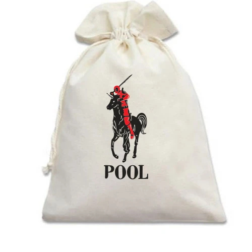 Подарочный мешочек, Белый, с надписью "Pool" Дэдпул