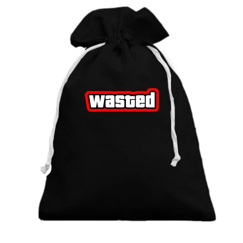 Подарочный мешочек, Черный, с надписью "wasted"