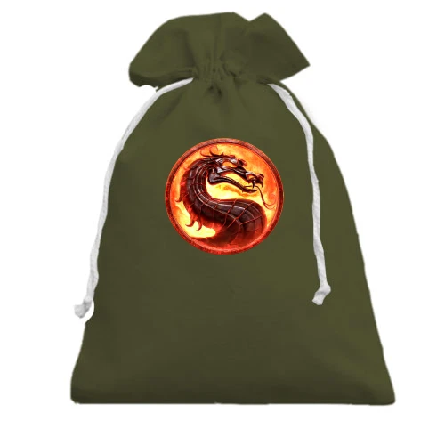 Подарочный мешочек, Черный, с огненным логотипом Mortal Kombat