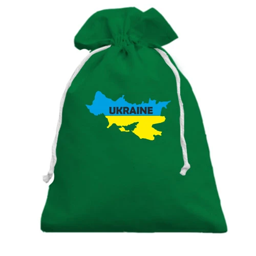 Подарунковий мішечок, зелений, з мапою УНР