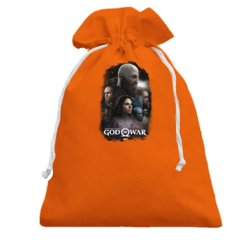 Подарочный мешочек, Оранжевый, с постером игры God of War