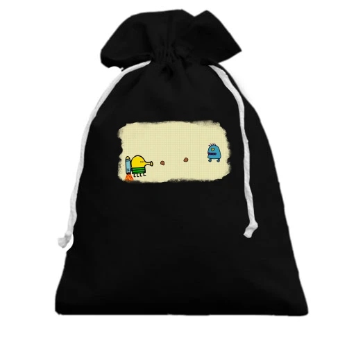 Подарочный мешочек, Черный, с Doodle Jump и монстриком