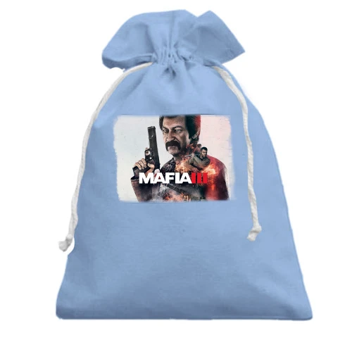 Подарочный мешочек, Голубой, с постером игры Mafia 3