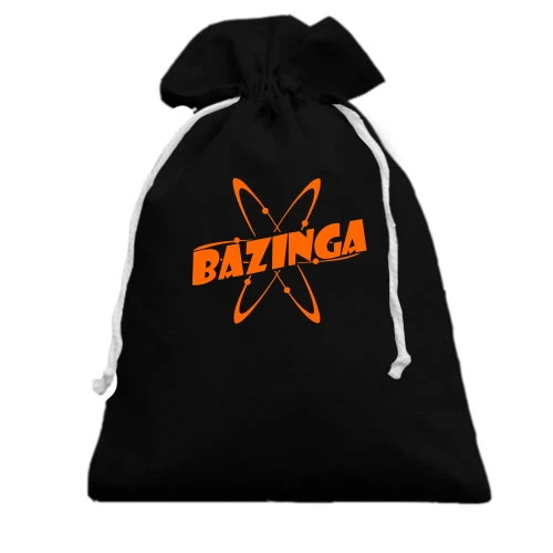 Подарочный мешочек, черный, Bazinga с атомными орбитами