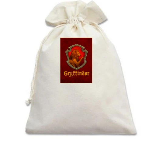Подарунковий мішечок, Білий, з гербом Gryffindor (Harry Potter)