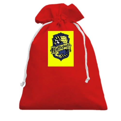 Подарочный мешочек, Красный, с гербом Hufflepuff (Harry Potter)