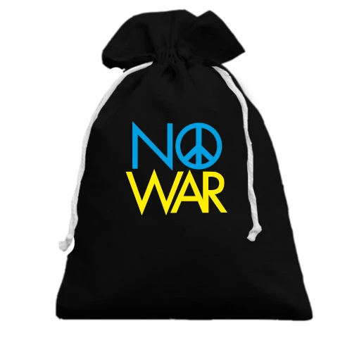 Подарунковий мішечок, чорний, з принтом «No War»