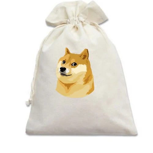 Подарочный мешочек, Белый, с мэмом wow doge
