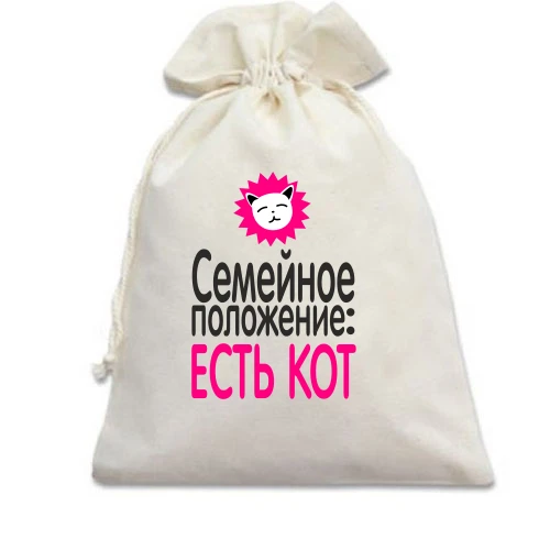 Подарунковий мішечок Семейное положение - есть кот