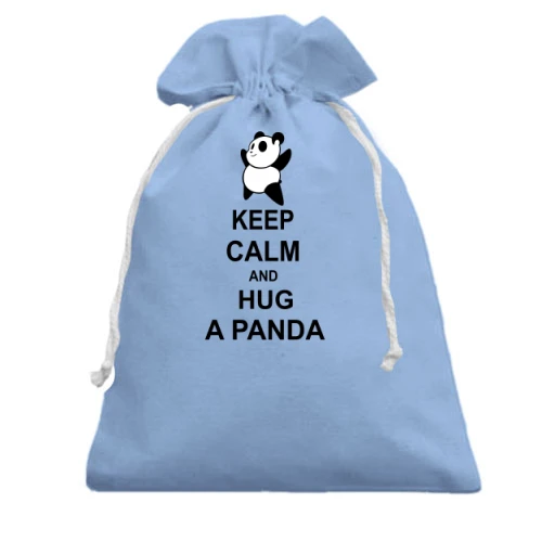 Подарочный мешочек с пандой и надписью «KEEP CALM AND HUG A PANDA»