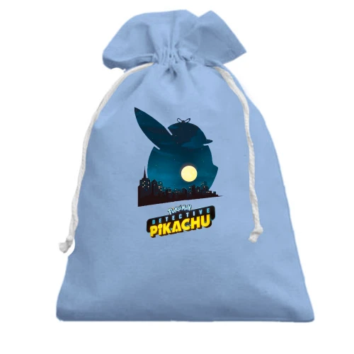 Подарочный мешочек, Голубой, С ночным детективом Пикачу