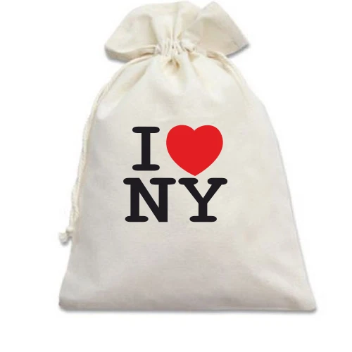 Подарочный мешочек, Белый, I love NY