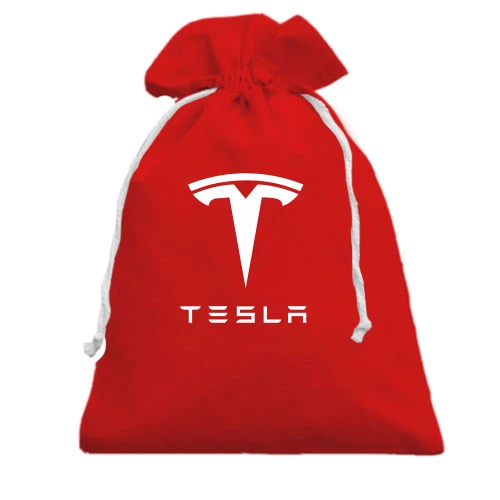 Подарочный мешочек, красный, с лого Tesla