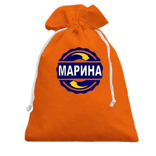 Подарочный мешочек, Красный, с именем Марина в круге