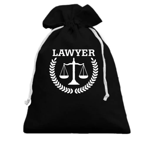 Подарочный мешочек, Черный, с надписью "lawyer" юрист