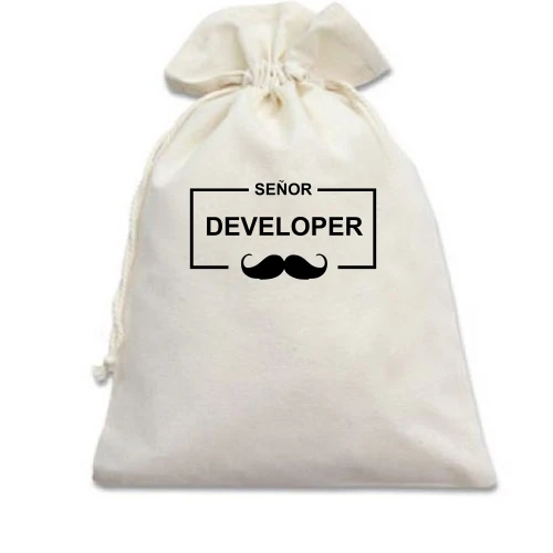 Подарочный мешочек с надписью "Senior Developer"