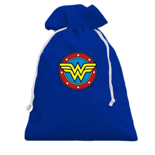 Подарочный мешочек, голубой, с логотипом Wonder Woman