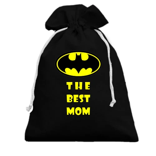 Подарочный мешочек, черный, The best mom (Batman)