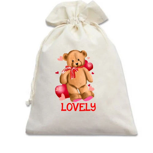 Подарунковий мішечок, Білий, Мишко Lovely