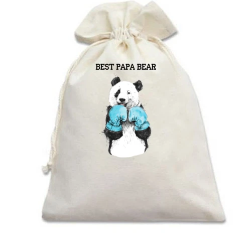 Подарочный мешочек, Белый, Best Papa Bear