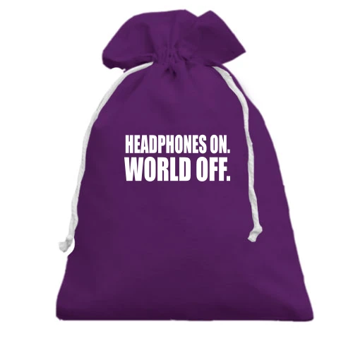 Подарунковий мішечок, Фіолетовий, Headphones On - World Off