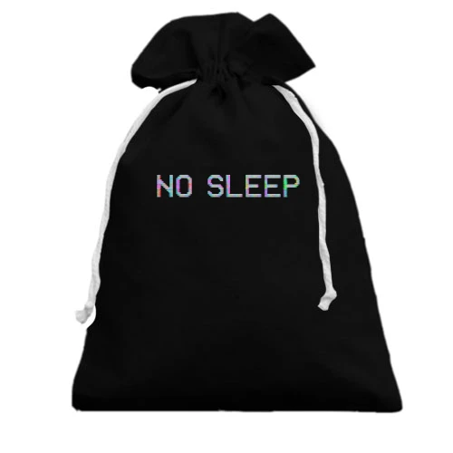 Подарочный мешочек, Черный, с надписью "No sleep"
